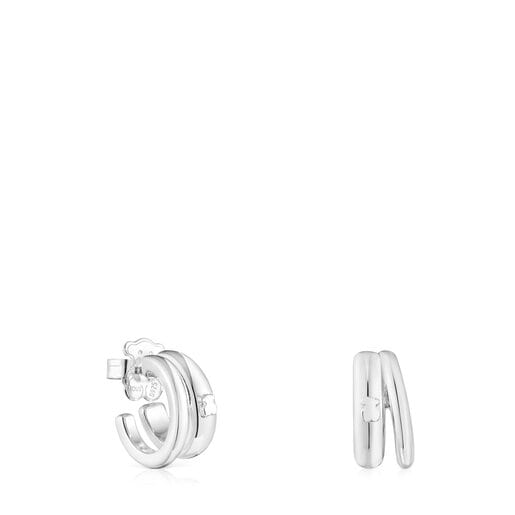 Silver TOUS Fellow Double-hoop earrings | 
