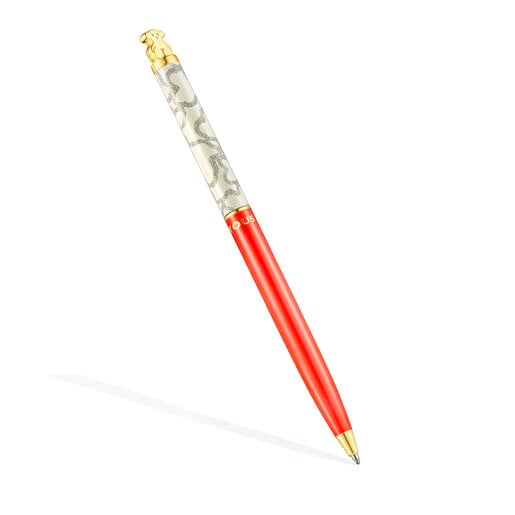 Tous lacquered Gold colored Ballpoint in pen TOUS steel IP red Kaos