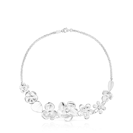 Silver Fragile Nature flowers Necklace | 
