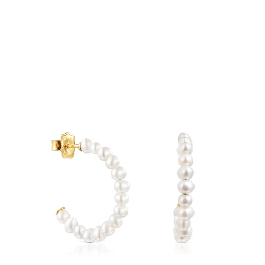 Tous with Gloss hoop Earrings Pearls Small