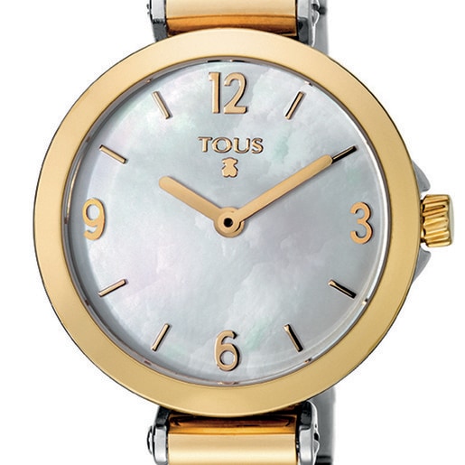 Pendientes Tous Mujer Gold IP Charms Watch Mother-of-pearl with Steel Icon