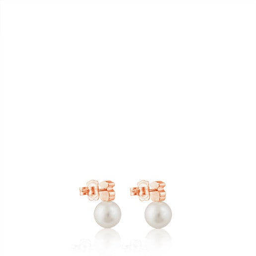 Tous Perfume Rose Vermeil Silver Hiper Micro Pearl Earrings with