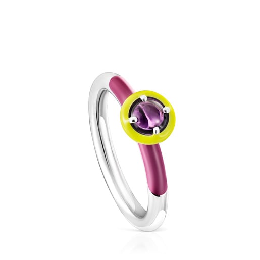 Silver TOUS Vibrant Colors Ring with amethyst and enamel | 