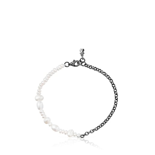 Tous Perfume Dark silver Bracelet cultured pearls with Virtual Garden