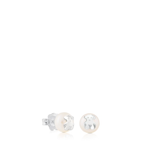 Tous TOUS with Earrings Bear Pearl Silver
