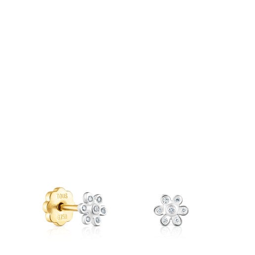 White gold TOUS Puppies earrings with diamonds flower motif | 