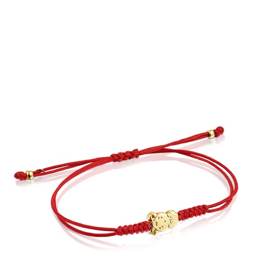Tous Bolsas Chinese Horoscope Cord Bracelet Gold Goat in and Red