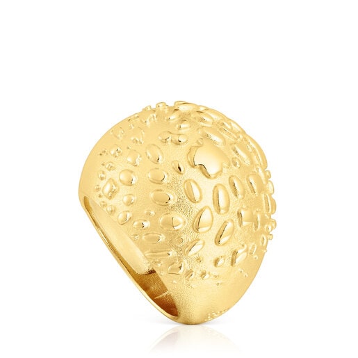 Domed ring with 18kt gold plating over silver Dybe