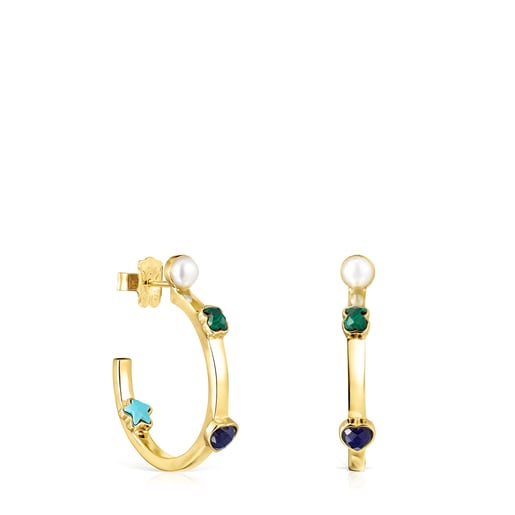 Tous Silver Small Vermeil with Glory Gemstones in Earrings