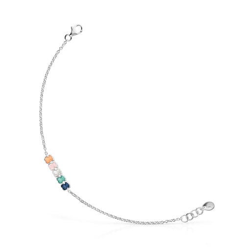 Tous Bolsas Mini Color Bracelet in Silver with Gemstones