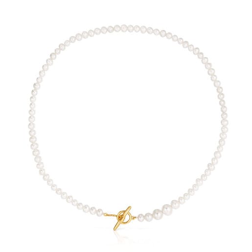 Cultured pearl Lure Necklace with silver vermeil | 