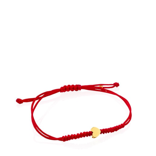 Tous Red heart Cord Dolls Bracelet XXS Sweet and Gold