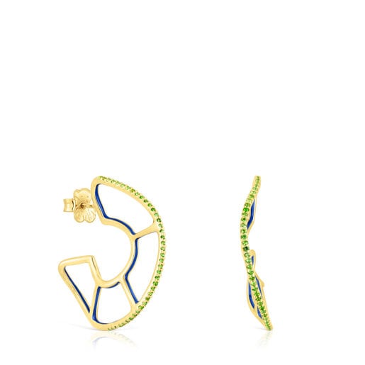 Tous hoop Gregal diopside vermeil with Silver earrings chrome