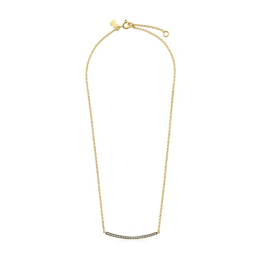 Tous Pulseras Nocturne bar Necklace in Silver with Diamonds Vermeil