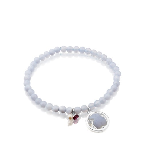 Tous Bolsas Silver Camille Bracelet with Ruby Pearl Chalcedony, and