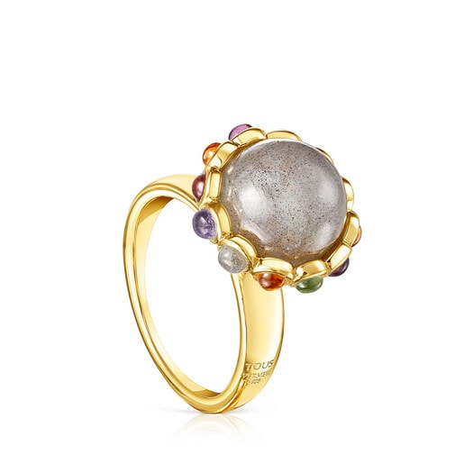 Tous with Magic Nature and labradorite Silver Ring gemstones vermeil