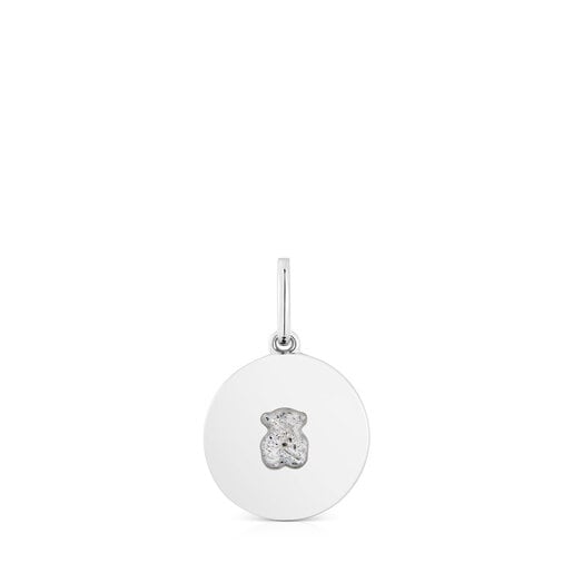 Tous Pendientes Silver Medallion with Aelita bear labradorite pendant