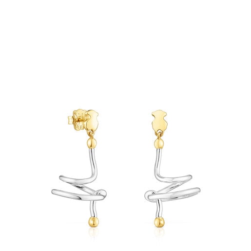 Silver and silver vermeil St. Tropez Spiral earrings with bear | 