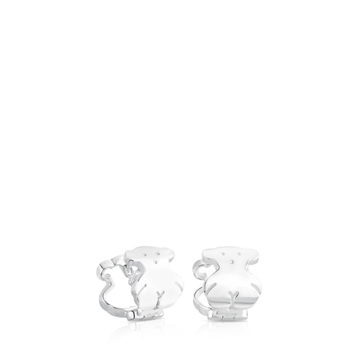 Tous 1,3cm. Silver Bear Earrings hoop motif TOUS