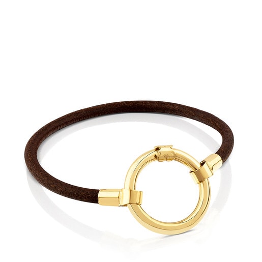 Tous Leather and Hold Vermeil Silver Bracelet