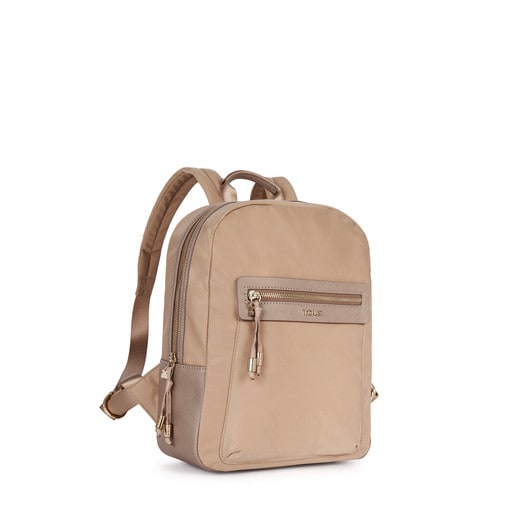 Tous Online Taupe colored Canvas Brunock Backpack Chain