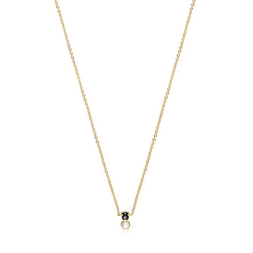 Tous Glory Silver Onyx with Pearl Necklace and Vermeil in