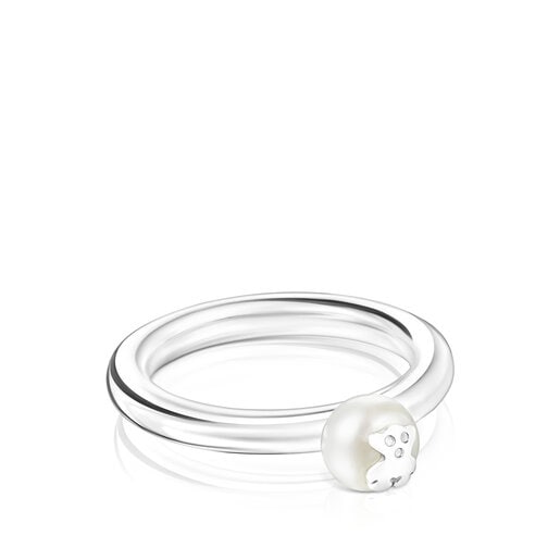 Bolsas Tous Silver and Pearl TOUS Ring with Bear motif Icon