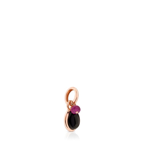 Colonia Tous Rose Vermeil and Pendant Tiny Onyx with Ruby Silver