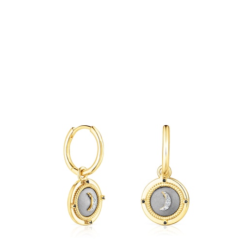 Short silver vermeil Magic Nature Earrings with diamonds | 