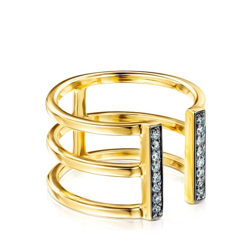 Anillos Tous Nocturne triple Ring in Silver with Diamonds Vermeil