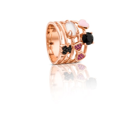 Rose Vermeil Silver TOUS Join Ring with Gemstones | 