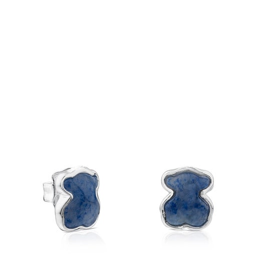 Silver New Color Earrings with Quartz with Dumortierite | 