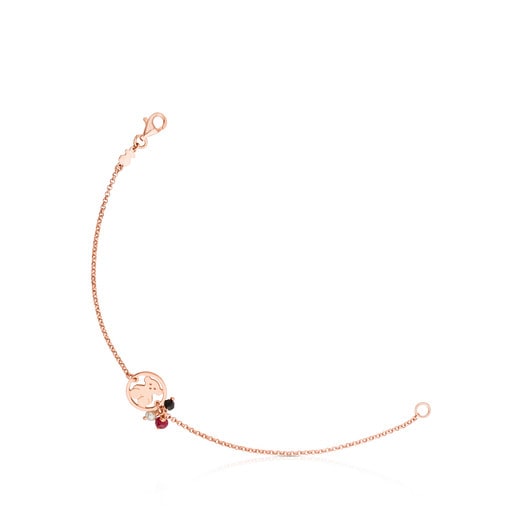 Tous Onyx, Vermeil Rose Camille and with Silver Ruby Pearl Bracelet