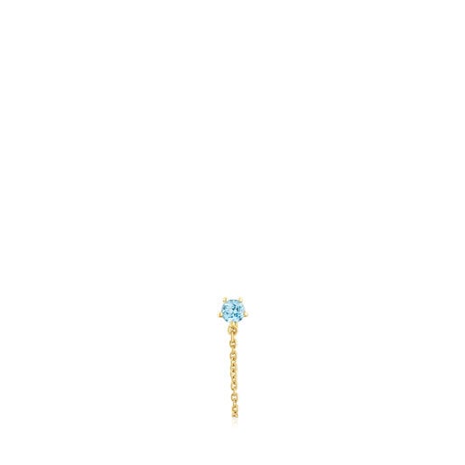Tous Perfume Gold Single earring with chain and topaz Cool Joy