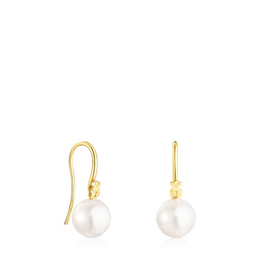 Tous with Silver Earrings Vermeil Gloss Short Pearl