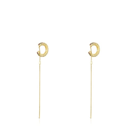 Silver vermeil TOUS Straight Earcuff earrings with gemstones | 