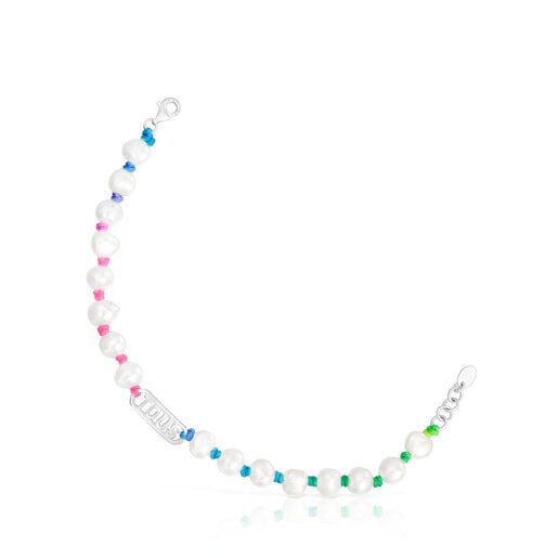 Bolsas Tous Multicolored nylon Bracelet with cultured pearls Logo and silver