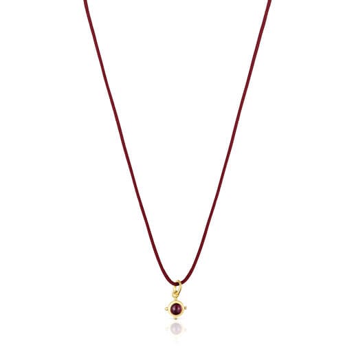 Tous Pulseras Magic Nature Necklace with ruby and garnet-colored cord