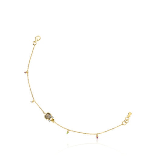 Gold Virtual Garden Bracelet with labradorite and gemstones | 