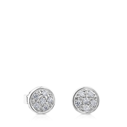 Tous Micro Earrings Super White with Diamonds Gold