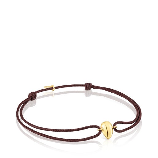Tous Gold TOUS cord brown Teardrop and Balloon bracelet