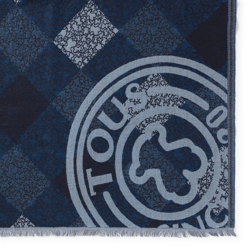 Tous Joyeria Blue jacquard Kaos Mini Stamp Foulard