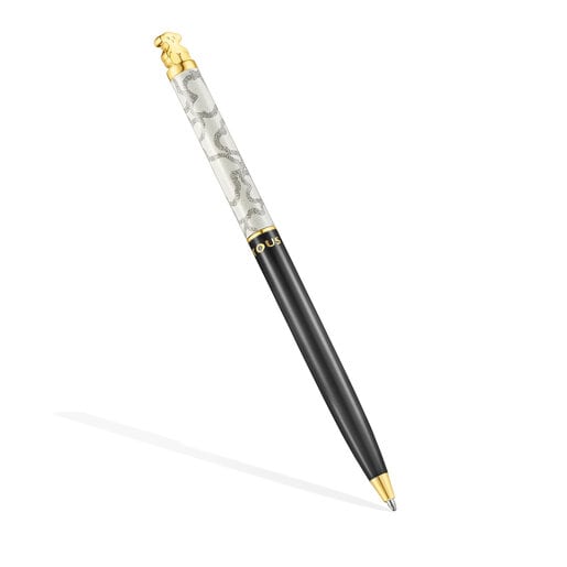 Tous Kaos Ballpoint TOUS steel lacquered IP colored in black pen Gold