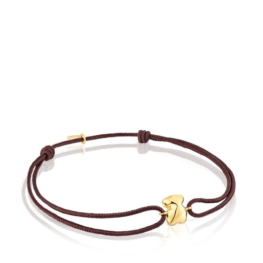 Tous Bolsas Gold and brown cord Bear Balloon bracelet TOUS