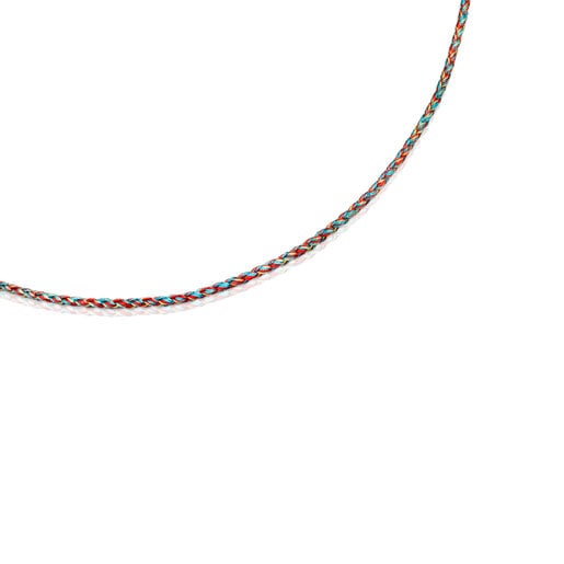 Tous Pulseras Multicolored braided thread Necklace with Efecttous silver clasp