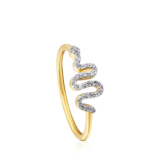 Anillos Tous Gold Gem Power Ring with Sneak Diamonds motif