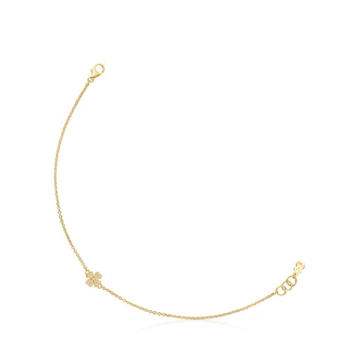 Gold TOUS Good Vibes clover Bracelet with Diamonds | 