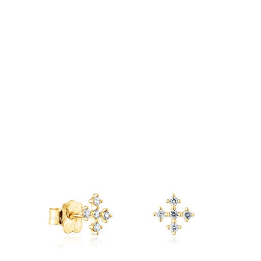 Tous Gold Cross Classiques Les earrings with diamonds