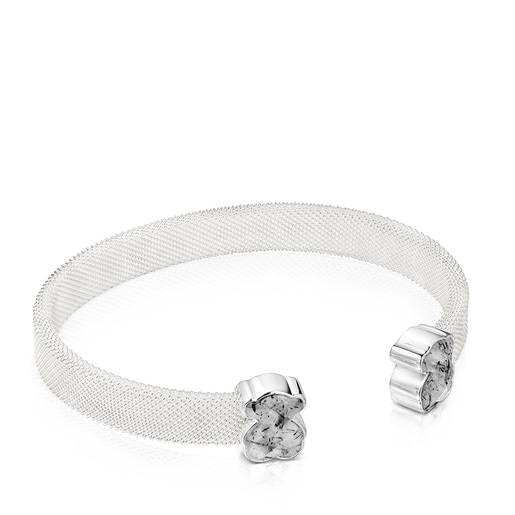 Silver Mesh Color Bracelet with Tourmalinated Quartz | 