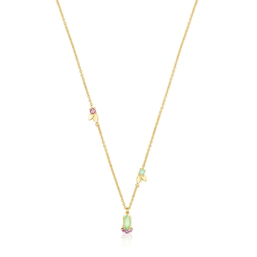 Silver Vermeil Fragile Nature Necklace with Gemstones | 